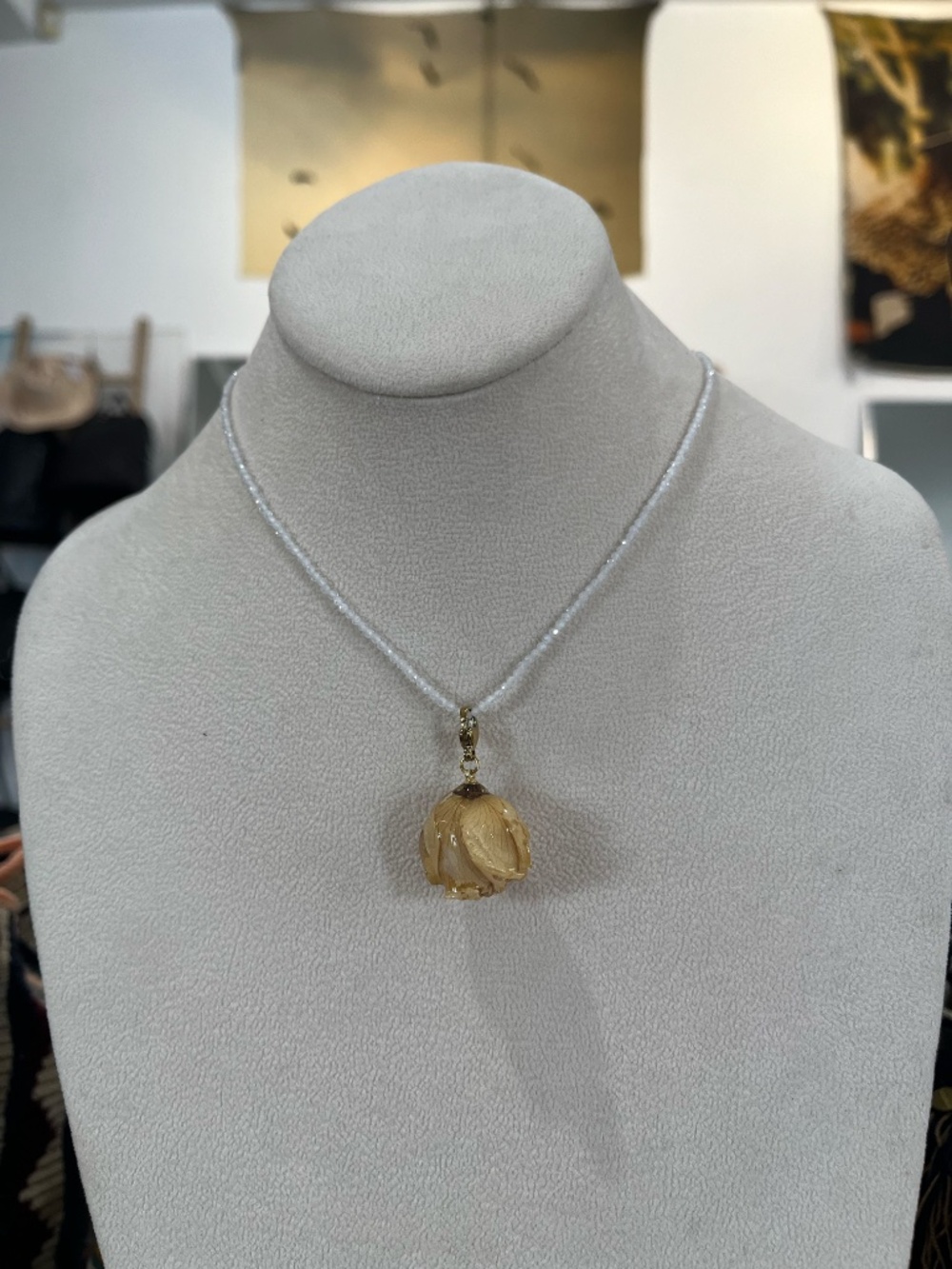Habaha Paris Yellow Rosebud Beaded Necklace